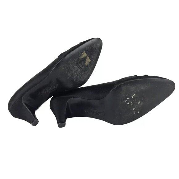 Calvin Klein Women Black Suede Pointed Toe Slip On Cone Pump Heels Size 7 M - Picture 7 of 9